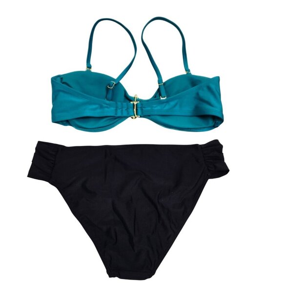 Teal Black Womens Wild Fable Bikini Set Gold Accent Size S Adjustable Straps - Picture 2 of 5